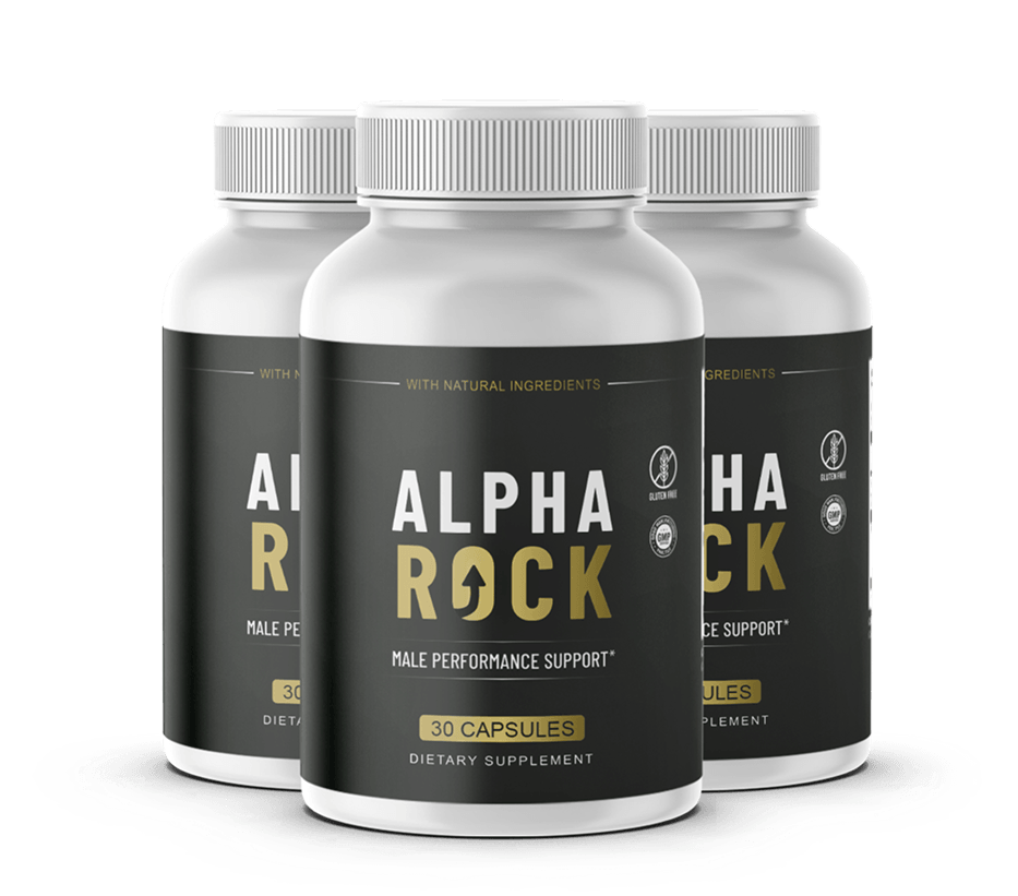 Three Alpha Rock supplement bottles